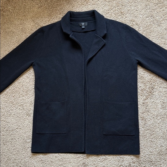 J. Crew 365 Sophie Merino Wool Blend Black Open Front Sweater Blazer - Picture 2 of 9